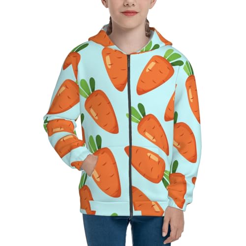 Cartoon Carrot Kids Pullover Hoodies Boys Zip Up Sweatshirts Girls Athletic Clothes with Pocket3
