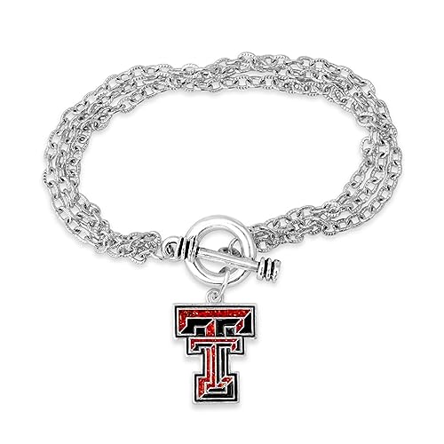 Texas Tech Red Raiders Game Day Glitter Toggle Bracelet Jewelry Gift Licensed TTU