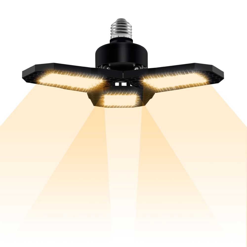 WENNI 100W Adjustable Ceiling Lamp E27 Deformable Panels Warehouse Spotlight 100-277V Workshop Light 110V Foldable High Bay Lamps