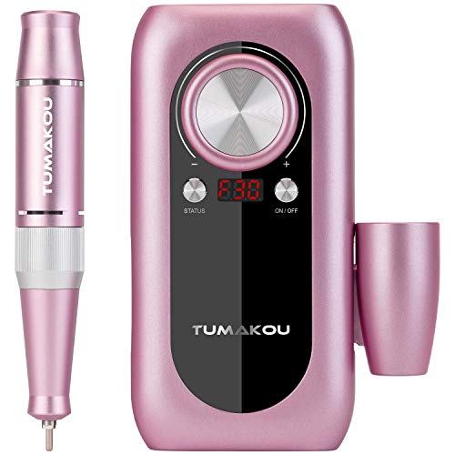 Portable Electric Nail Drill Machine - TUMAKOU 30000RPM Professional Rechargeable Electric Nail E File Filer - 2000mAh Power Bank - Nail Drills Files Set Kit for Acrylic Nails Gel Natural Nail