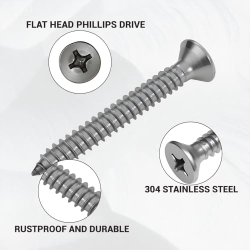 Tornillos autorroscantes 1/4" x 2" acero inoxidable 25 unidades miniatura 2
