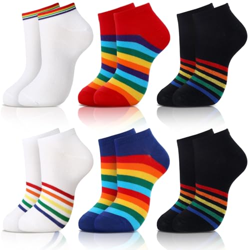 Chaussettes rayées arc-en-ciel colorées pour sneakers et style décontracté