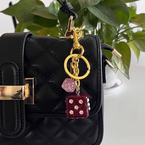 Image of 8 Ball Dice Charm Keychain - Cute Bag Purse Handbag Accessories - Y2K Aesthetic Key Chain for Women Men