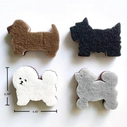 Image of Cute Dog Sponge for Dishes- Soft Scrubber, Three Layer Cleaning Sponge, Non-Scratch Dishwashing Sponge (2pcs)