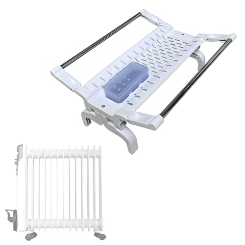WANGCEPLSD Tendedero Plegable de Estufa de Aceite, Tendedero para Radiador Electrico Aceite, Distancia de Montaje Ajustable, Ahorro de Espacio, con Humidificador Independiente(29cm/12in)