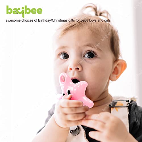 Image of Baybee 5 Pcs Baby Rattle Teether Toy Set for Newborns | Soft BPA Free Food Grade Silicone Teething Toys | Colorful Infant Rattles & Chew Toys for Babies 3+ Months | Safe Baby Essentials Gift Pack