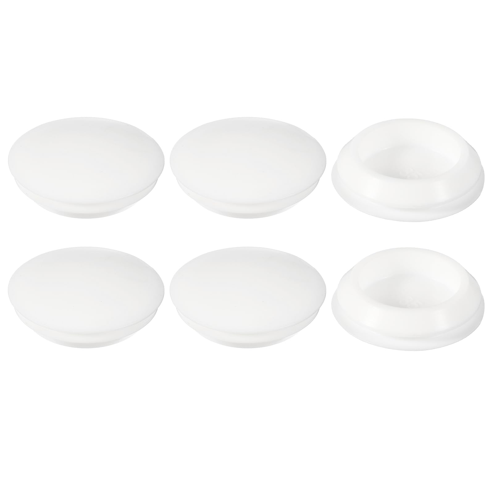 YELARXI Rubber Plugs, Silicone Hole Plugs, T Type Rubber Stoppers, Waterproof Snap Locking End Caps - Fitting for (32-33 mm Round Holes/Kitchen/Furniture) 35 mm & 6 Pack & White