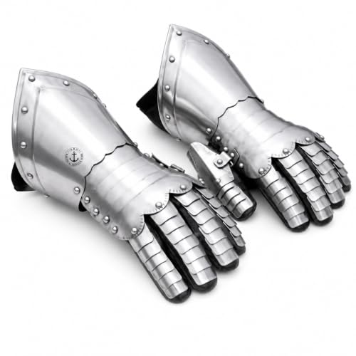 Guantes de armadura romana y gótica de acero para combate medieval