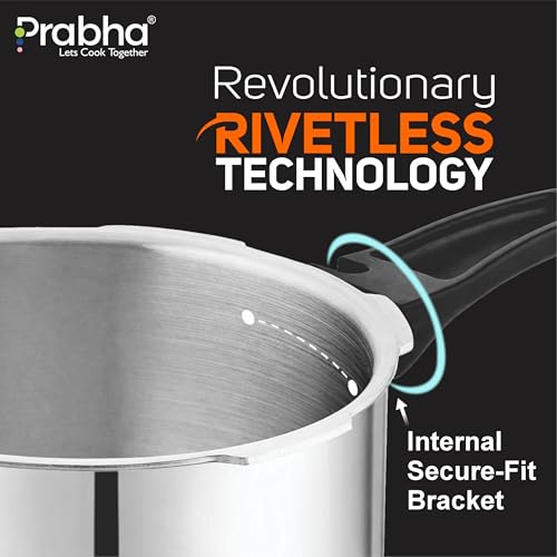 Image of Prabha Stainless Steel Pressure Cooker Outer Lid 1.5 Litre | Tri-Ply Whizz Cookers Manual | Kitchen Must-Have Cookware Pots & Pans | ISI Certified | Fast & Safe Healthy Cooking | Gas & Induction