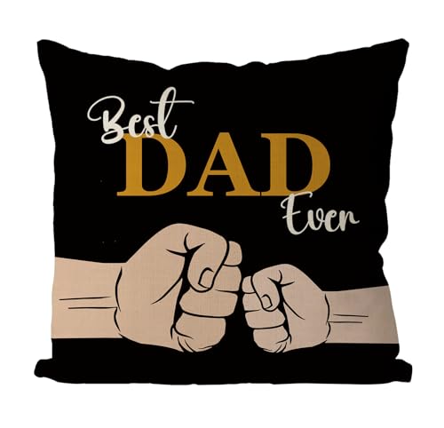 GAGEC Happy Fathers Day Pillow Covers 18x18 Inch Best Dad Throw Pillow Covers I Love Dad Pillowcase for Farmhouse Home Decorations