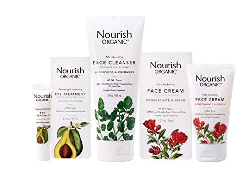 Nourish-Organic-Moisturizing-Face-Cleanser-Watercress-Cucumber-GMO-Free-Cruelty-Free-100-Vegan-6oz Nourish Organic Moisturizing Face Cleanser for All Skin Types, Watercress + Cucumber Face Wash, Fragrance-Free (6 Oz) + Washable Cotton Round