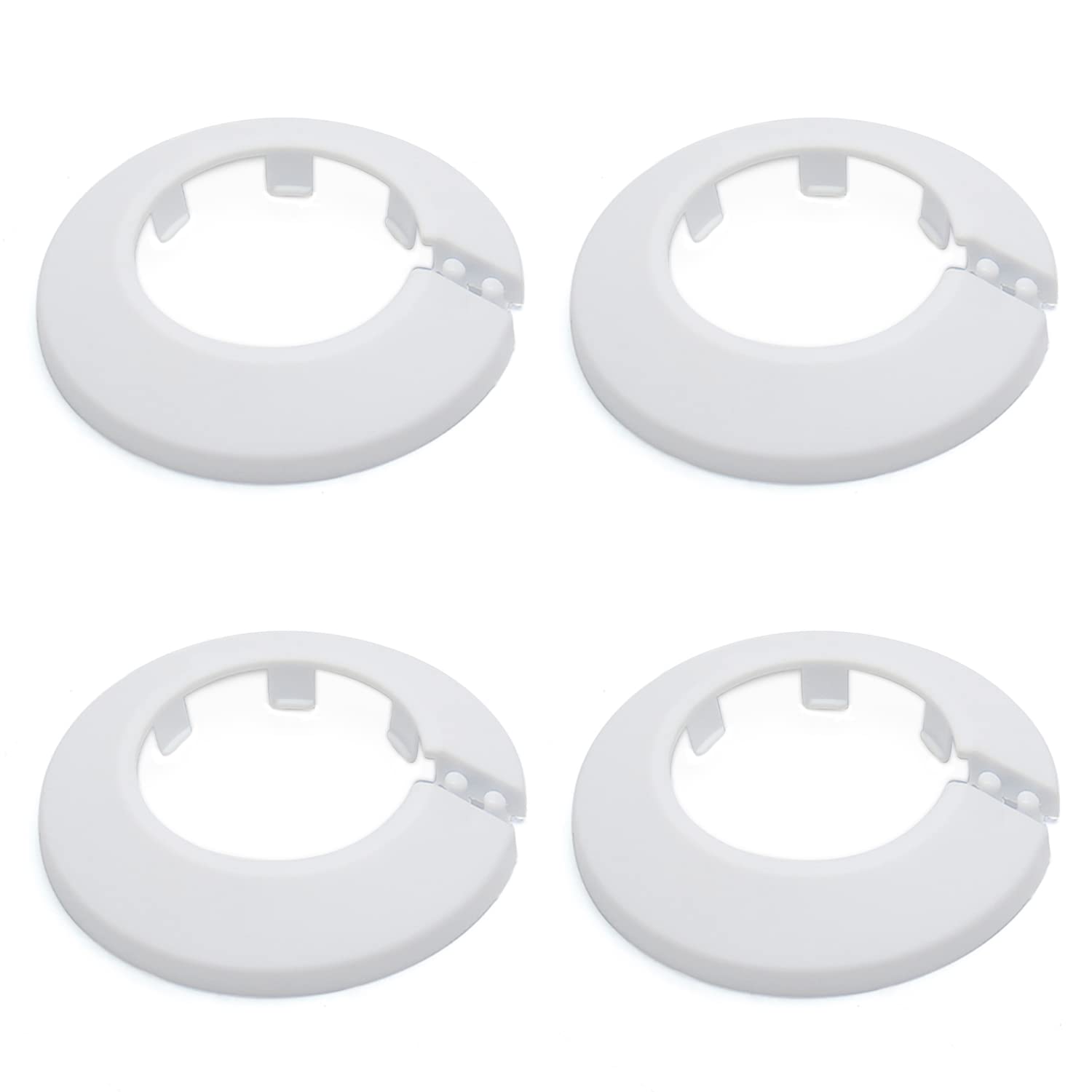 Mromax White Fit 1.34" Outer Diameter Flange Water Pipe Cover Decoration Pipe Cover Radiator Pp Plastic 34Mm Escutcheon Collar For Wall Pipe Tube Decoration 4Pcs