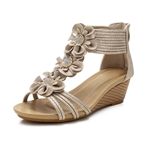 Image of FRALOSHA Wedge Sandals for Women Open Toe Casual Summer Roman High Heel Breathable Beach Sandals