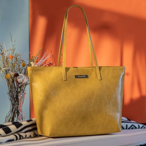 Image of Montana West Medium Tote Bags for Women Shoulder Handbag with Zipper Lightweight Everyday Purse for Work, Travel, or Shopping