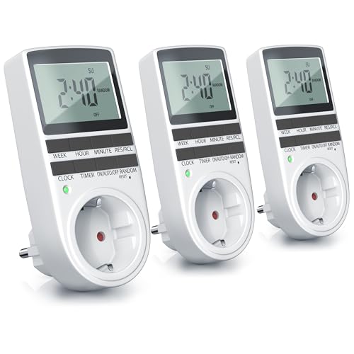 CSL - 3X Zeitschaltuhr digital - 2,1\" LCD-Display 5,3 cm - 3680W - Digital-Zeitschaltuhr mit 10 konfigurierbaren Programmen - Back-Up Reserve-Akku - Zufallsschaltung - Berührungsschutz CSL - 3X Zeitschaltuhr digital - 2,1\" LCD-Display 5,3 cm - 3680W - Digital-Zeitschaltuhr mit 10 konfigurierbaren Programmen - Back-Up Reserve-Akku - Zufallsschaltung - Berührungsschutz