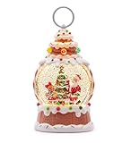 Napco 10 inch Whimsical LED Lighted Santa & Sweet Gingerbread Water Globe Spinning Glitter Christmas Decor