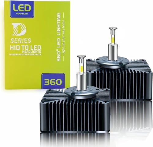 SageSunny Lampadine LED D5S 360°Canbus Wireless, Bianco 5500K, 110W, 11000lm, 400% più luminose per fari allo xeno HID, Plug & Play, confezione da 2, garanzia di 24 mesi