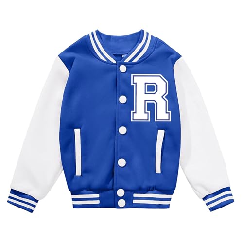 Image of BAICAIYU Kids Baseball Jackets Boys and Girls Varsity Coat Buttons Cardigan Letter Sport Letterman School Jacket
