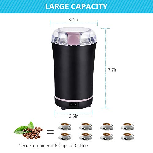 EForces Electric Coffee and Spice Grinder with Stainless Steel Blades, 400W Strong Motor, 1.7oz for Fast and Efficient Grinding