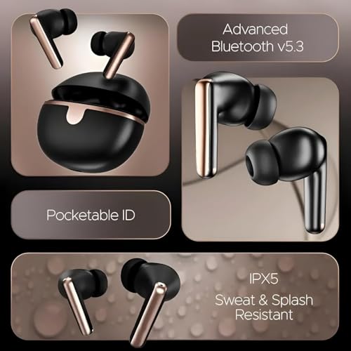 Image of Original Earbuds for Boat 161 Elite Wireless Bluetooth Earbuds with Built-in Microphone, HD Stereo Audio, Quick Charging Feature, 50H Playback & Bluetooth v5.3 (Black) for Smart Phone Smart TV