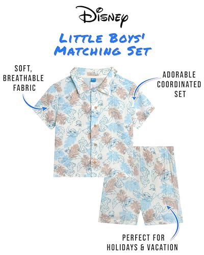 Image of Disney Baby Boys Short Set - Winnie the Pooh, Mickey Mouse, Lilo & Stitch Button Down Short Set for Infants (12M-24M)