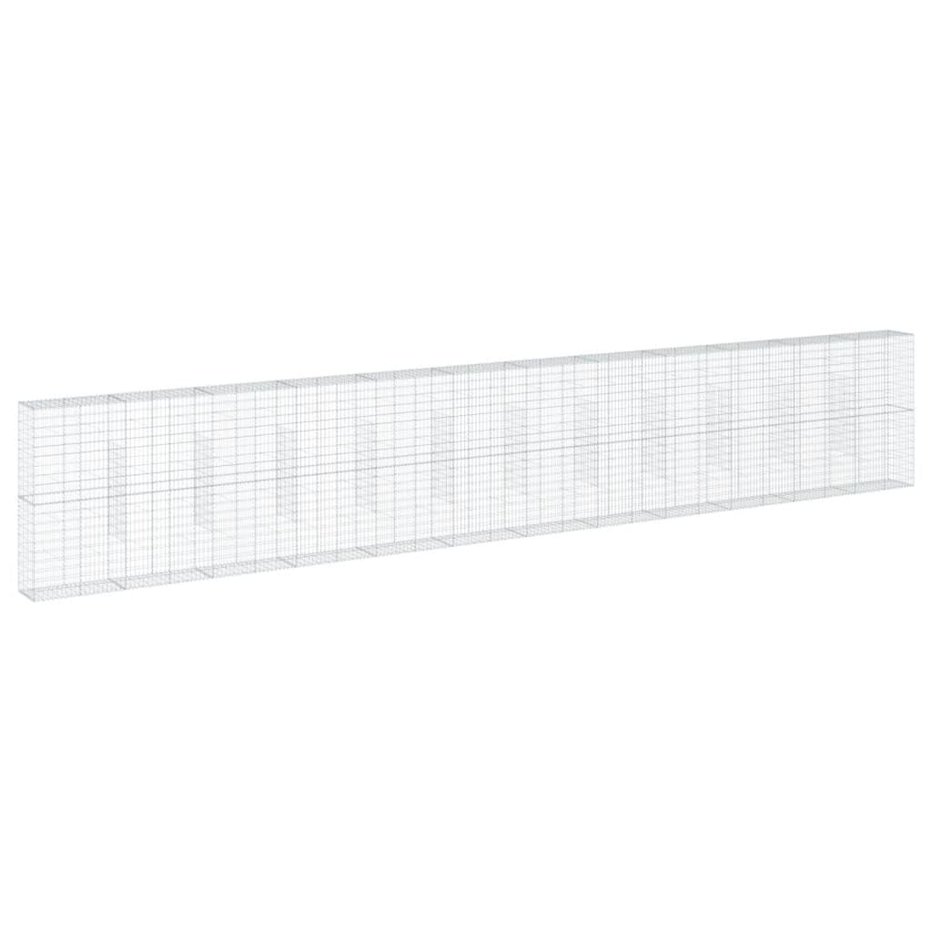 Kosz z kamienia ocynkowany do użytku na zewnątrz jako gabion z pokrywą, 1200 x 50 x 200 cm, montaż bez użycia narzędzi, kosz metalowy do ochrony prywatności i ściany podtrzymującej