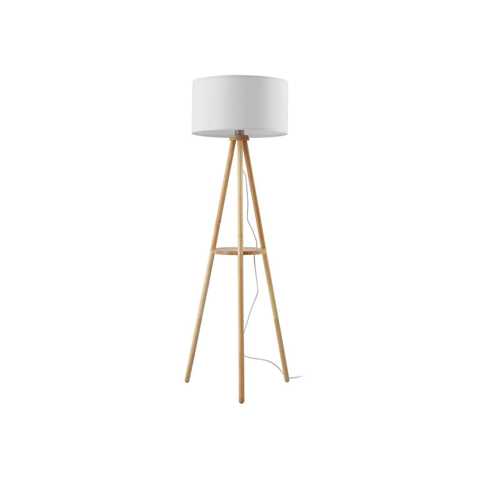 Lindby Adamio Floor Lamp, Ø 45.5 Cm, White, Textile, Tripod
