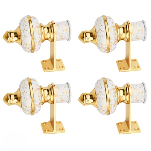 Image of Stylish Curtain Hooks /Curtain Knobs /Rod Rail Bracket for Home White Gold Finish (4P, White Gold)