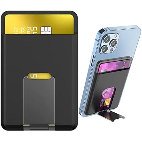 BIAJIYA Card Holder for Back of Phone for MagSafe Magnetic Silicone Wallet Compatible with iPhone16/15/14/13/12/12 Pro/ 12 Mini/ 12 Pro Max Cover