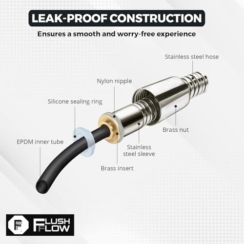 Image of B-06 ABS Health Faucet with 1.2 Meter 304 Grade Stainless Steel EPDM Flexible Hose and Wall Hook l Jet Spray for Bathroom | 1 Year Warranty | Chrome (Complete Set (Gun + Hose + Hook))