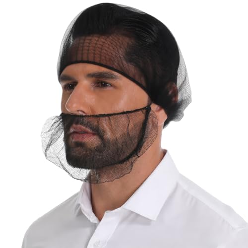 QIAN SOU Disposable Honeycomb Beard Nets Breathable Food Service Beard Cover (100)