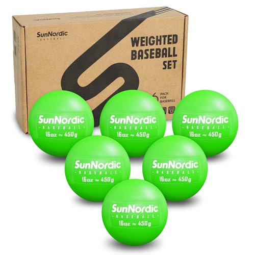 SunNordic 16oz Weighted Baseball Set for Pitching & Power Training