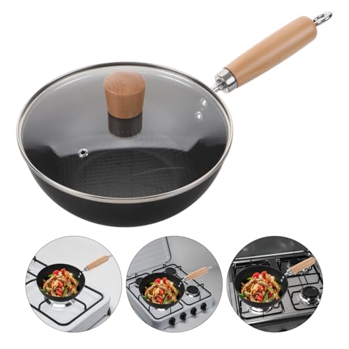 Wok pequeño de hierro fundido con tapa antiadherente miniatura 7