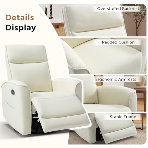 Image of HAOMARKETS Swivel Rocker Recliner Chair Set of 2, Manual Faux Leather Glider Rocking Recliners for Adults, 360 Swivel Nursery Reclining Sofa with Storage Pocket