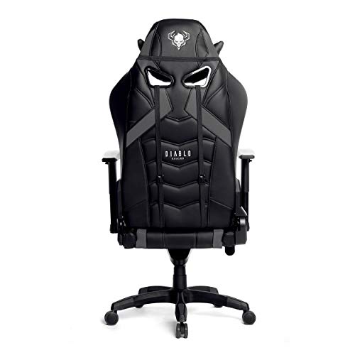 Diablo-X-Ray-Gaming-Silla-de-Oficina-Silla-Gamer-Apoyabrazos-4D-Diseno-Ergonomico-HQ-Cuero-Sintetico-Perforacion-Funcion-de-Inclinacion-Soporta-hasta-200-kg-Negro-Gris-XL