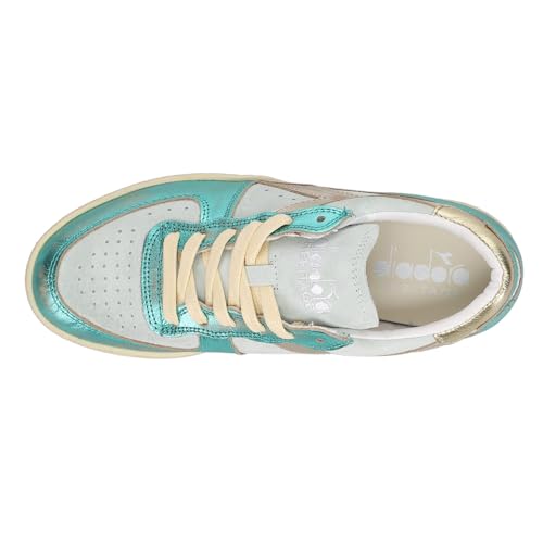 Diadora Womens Mi Basket Low Metallic Pigskin Used Lace Up Sneakers Shoes Casual - Blue4