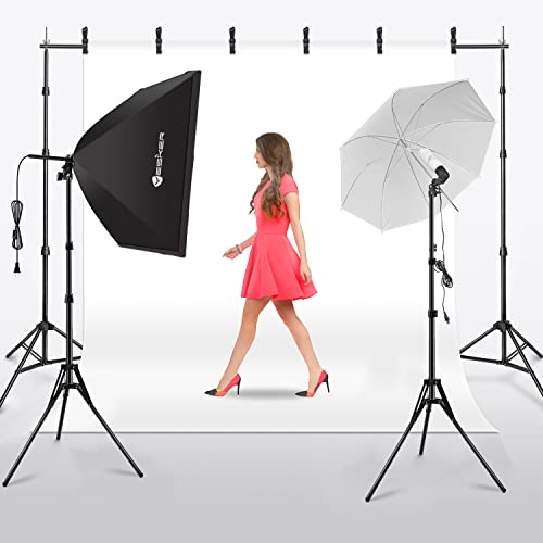 Yesker Photography Lighting Kit 8.5 X 10 Ft Background Support System Umbrellas Softbox Continuous Lighting Kit For Photo Shoot Studio Portrait, Product And Video Recording Photography #TOP4