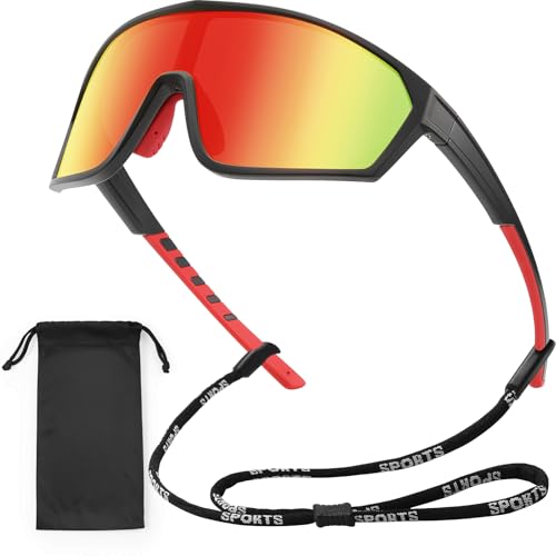 La Mejor Selección de Lentes de Playa Top 10. 42 Gafas de Sol Deportivas Polarizadas para Hombres, Mujeres, Jóvenes, Conducción, Ciclismo, Pesca, Correr, Gafas de Sol con Cordón y Bolsa de Gafas, Gafas de Protección 100% UV,...