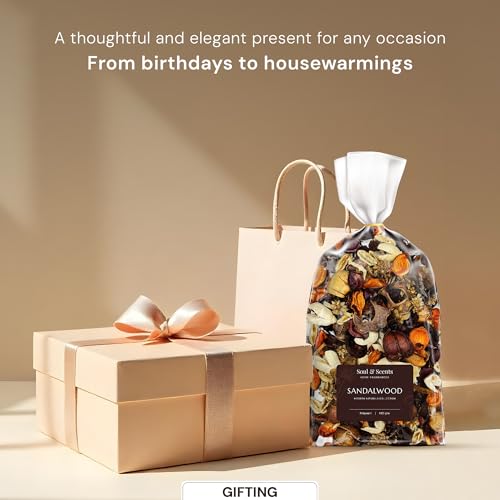 Soul & Scents Sandalwood Potpourri | Dried Flowers | Fine-Living | Natural Decoration | Mood Enhancer | Perfect for Home Decor, Gifts, and Aromatherapy | Made in India | Pack of 2-140gm Each