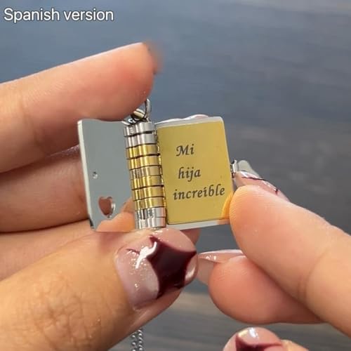 My Little Star Book Necklace for Daughter/Son, Spanish "Mi Pequeña Estrella" Personalized Mini Adjustable Books Pendant Jewelry with 6 Pages of Engraved Information, Xmas, Graduation, Love Gifts3