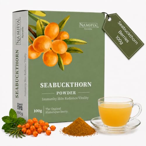 Image of Namhya Seabuckthorn Powder | Himalayan Superfood for Skin Glow, Immunity, Hair & Antioxidant Support | Sea Buckthorn Omega 7 Rich Berry for Energy, Collagen Support & Wellness | 100g