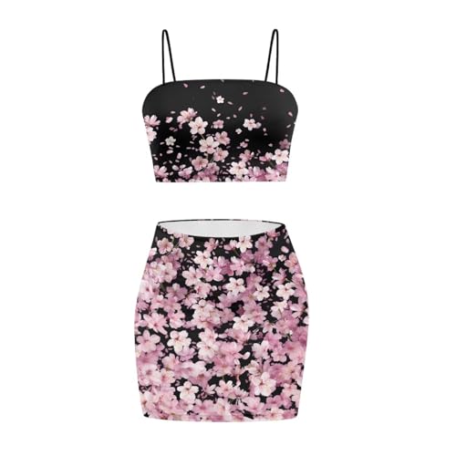 Image of 2025 Sexy Spaghetti Strap Crop Tops and Bodycon Skirt Casual 2 Piece Set S-4XL