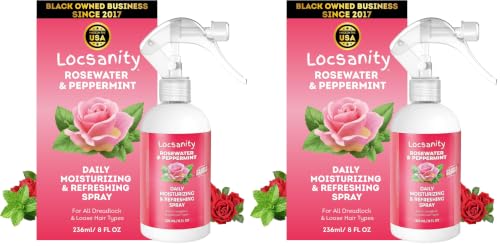 Image of Loc Spray - Locsanity Daily Moisturizing Rosewater & Peppermint Spray for Locs, Dreadlocks - Lightweight Frizz Control Hair & Scalp Moisturizer - Natural Loc Care (8 fl oz) (Pack of 2)