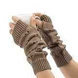 POHADON Fairy Grunge Gloves Alt Emo Goth Accessories Fingerless Ripped Long Sleeve Arm Warmers Y2k Gyaru Arm Sleeve Harajuku Egirl (One Size,Brown)
