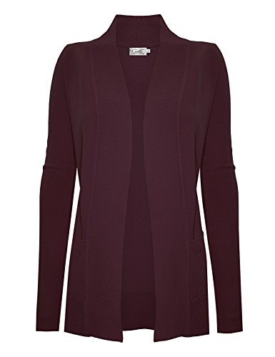 Image of Cielo Women's Solid Basic Open Front Pockets Knit Sweater Cardigan