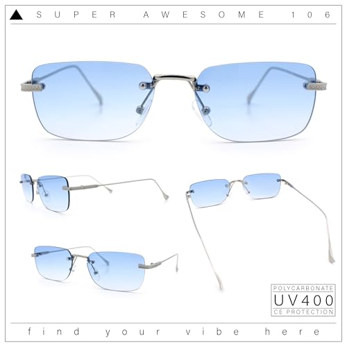 SA106 Retro Luxe Rimless Rectangle Metal Frame 90s Fashion Sunglasses2