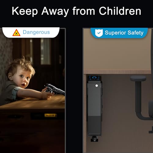 Image of VERPROOF Biometric Gun Safe for Handgun Drop Down Pistol Safe, Smart Pistol Safe with Fingerprint, PIN Code, Key Access for Nightstand, Desk, Bedside, Low-Vis Mode, Type-C Power