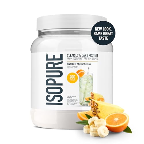 Image of Isopure Clear Whey Isolate Protein Powder, Lactose Free, Gluten Free, Naturally Flavored, Pineapple Orange Banana, 20g Protein Per Serving, 14.1 Oz, 16 Servings (Packaging May Vary)