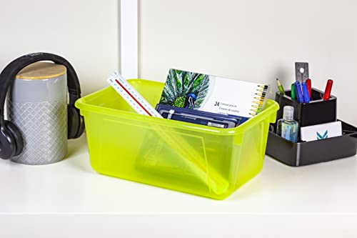 Image of Storex Small Cubby Bins - Plastic Storage Containers for Classroom, 12.2 x 7.8 x 5.1 inches, Candy Yellow, 5-Pack (62476A05C)