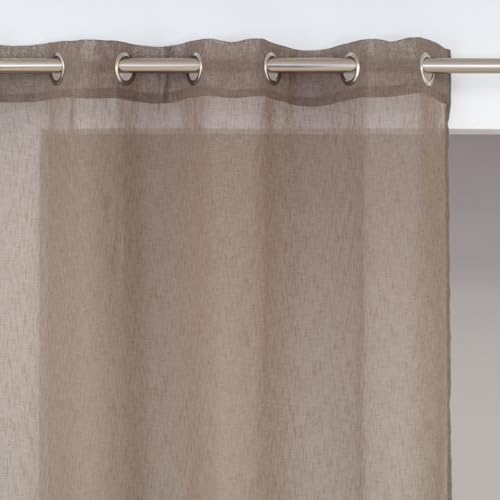 ROCLE Voilage Loom Taupe | Oeillets Argent Mat | 140 x 240 cm